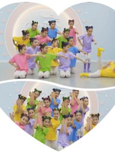 Childrens Costume Love Dancing Dress Love Performance Wear Color Short Sleeve Candy Color T-Shirt Graduation Season Photo Suit