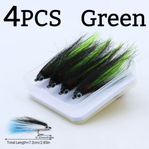 ICERIO 4PCS Baitfish Streamer Fly with UV Glow Dot 3-Color Synthetic Hair Minnow Lure for Bass Pike Trout Fresh Sea Fishing Fly