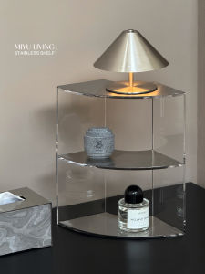 จัดระเบียบเครื่องสำอาง น้ำหอม แก้วน้ำ ชั้นวางของหลายชั้น สแตนเลส ตกแต่งบ้าน ชั้นวางของแบบเรียบง่าย ไม่ต้องติดตั้ง