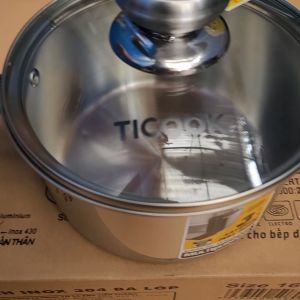 Nồi quánh Inox 3 lớp 304 cao cấp TiCOOK nắp kính dùng để nấu bột cho bé dùng được cho mọi loại bếp.Nồi quánh Inox 3 lớp cao cấp an toàn cho bé và khách hàng.
