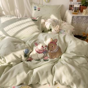 Cute Cartoon Cotton Towel Bedding Set 100% Pure Cotton Three-Piece Four-Piece Bedding Set Ins Style Bedroom Decor Accessories