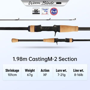 Cần câu KINGDOM Worm Blade PRO Vòng dẫn FUJI SIC Guide Rings Sợi carbon T1100G M40X M46X Siêu nhẹ 61g Cần câu mồi giả 2 khớp dài 1.9/1.98/2.03/2.06/2.13m Loại quay và loại ném