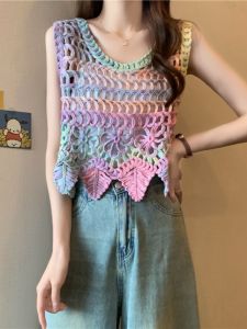 Dopamine Hollow Camisole Female Outwear Summer Plus Size Plus Size Ladies Fancy Inner Wear Belly Covering Sleeveless Vest Top