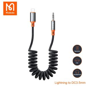 Mcdodo AUX Audio Coiled Cable Lightning To 3.5mm Male Jack Retractable Car Converter Speaker Adapter For iPhone 14 13 12 11 Pro Max