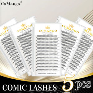 5PCS Comic Spire Feather Shape Premade Eyelash Extension Soft Black Matte Lash Extensions Manga False Eyelashes