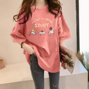 Áo Thun Dài Vừa Phải Rộng Rãi Tay Ngắn Phong Cách Hàn Quốc Cỡ Lớn Thoải Mái Áo Thời Trang Áo Thun Thời Trang Mùa Hè Phong Cách Mới