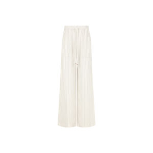 MeiYang Slim Line Casual Pants Elastic Waist Loose Straight Leg Full Acetate Color Woven Stripes Womens High Waist Long Pants