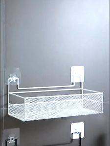 ชั้นวางของ ชั้นวางของในห้องน้ำ แบบติดผนัง ไม่ต้องเจาะ  มีกาวแถม ติดผนังช่วยประหยัดพื้นที มี2ขนาด【สีขาว /สีดำ】