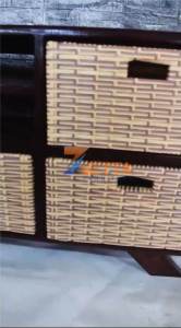 MEJA TV 43 Inci ROTAN SINTETIS  KAYU JATI 5 Laci Modern Minimalis Bufet Termurah Terlaris Serbaguna