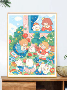 New Version Childrens Playground Cross Stitch Small Living Room High-End Feeling Rabbit Handmade Embroidery Cotton Fabric