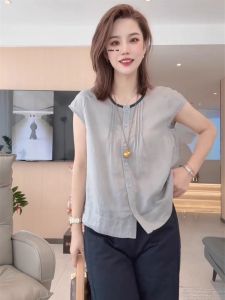 SHIMO | Lightweight Summer Short Sleeve Linen Shirt for Petite Women