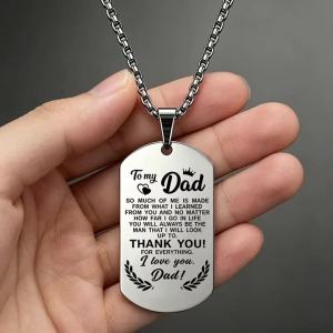 To My Dad Stainless Steel Dog Tag Necklace Meaningful Inspirational Father Day Jewelry Gift From Son Daughter