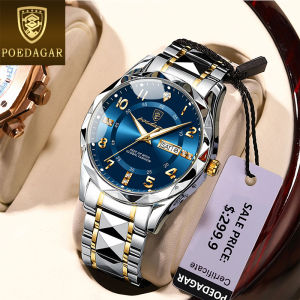 POEDAGAR new watches for men original waterproof imported luxury tungsten steel calendar luminous quartz watch