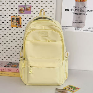 Dopamine Black Backpack Large Capacity Reduction of Burden Spine Protection for Female High School Students Pure Color Bag