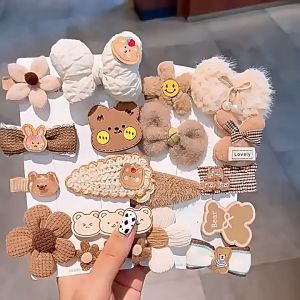 10 Pcs Kids Flower Cute Rabbit Hair Clips Fashion Girls Hair Clips Flower Bow Princess Hair Accessories