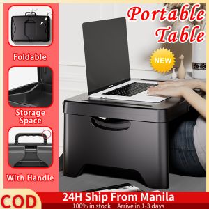 Foldable Bed Table With Storage Portable Table For Laptop Multifunctional Portable Computer Desk Travel Bed Table Tray Breakfast Table Mini Desk Study Table Portable Mobile Table For Sofa Floor Car Bed