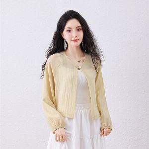 เสื้อเชิ้ตแขนยาวบางระบายอากาศได้ดี ทรงหลวม เสื้อคลุมปรับอากาศ คลุมไหล่ ป้องกันแสงแดด สำหรับผู้หญิง