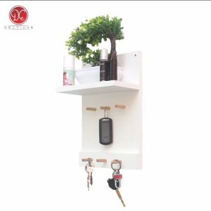 Rak Dinding Tempat Gantungan Kunci Minimalis Key Holder Kapstok Kayu Serbaguna 20x30cm