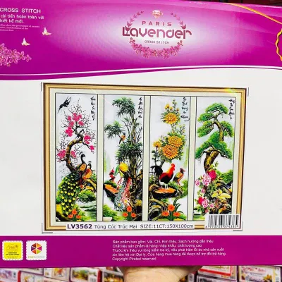 Tranh Thêu Kín Mẫu Mới Tứ Quý Lv3562(150*100)