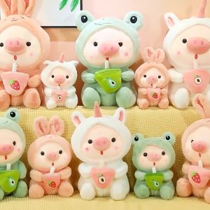 Thú nhồi bông Heo cosplay ôm bình sữa đáng yêu - Size từ 20cm - Quà tặng gấu bông heo nhồi bông dễ thương - Gối ôm mềm mịn cho bé.