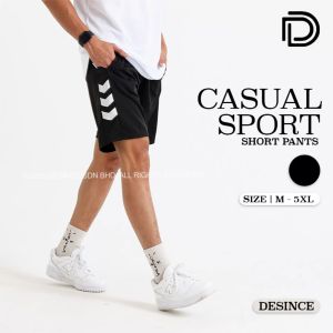 DESINCE Men Casual Short Pants Sport Pant Shorts Gym Home Elastic Plus Size Seluar Pendek Lelaki Running MP 018