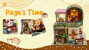 Emerie Yara DIY Miniature Dollhouse Kit - Rayas Time - w/ LED Lights Music Box Dust Cover - Hobby | Craft | Gifts