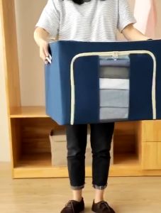 Home2U🏡 72/100L Large Storage Box Foldable Oxford Box Steel Frame Detachable Storage Box clothes organization