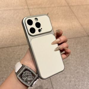 Matte Leather Texture Phone Case For iPhone 17 Pro 16 15 14 13 18 Pro Max 12 11 Large Window Camera Protection Shockproof Cover