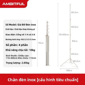 AMBITFUL | Chân Đèn Thép Không Gỉ Chắc Chắn 4m
