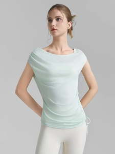 Cool sleeveless yoga t-shirt with high stretch drawstring yoga suit new product for slimming sports bra top womens summer
