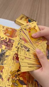 55 pcs Gold/Silver/Black Game Cards Family Card Game Collection Pikachu Trainer Battle Toys-English Version