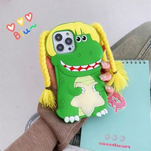 💯【เคสโทรศัพท์】 + Gratis Ongkir💯เคสซิลิโคนลายไดโนเสาร์ถักน่ารักแบบเกาหลีสำหรับ iPhone 15 14 13 12 Pro Max 11เคสหลังนิ่มกันกระแทกลายการ์ตูนน่ารัก
