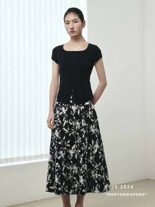 3COLOUR·S | Summer High Waist A-line Flowy Floral Skirt