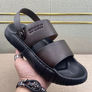 2025 New Mens Summer Leather Beach Shoes Ultra-light Casual Anti-slip Open-toe Two-wear Cowhide Sandals Slippers Casual Daily Wear