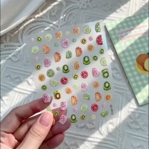 1Pcs 5D Embossed Summer Citrus Fruit Nail Stickers Orange Kiwi Lime Slice Self Adhesive Nails Decals Manicures Tips Fruits Decor