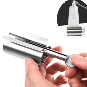 1/2Pcs Toothpaste Squeezer Stainless Steel Tube Squeezer Rollers Toothpaste Tube Wringer Seat Holder StandBathroom SafetyAids