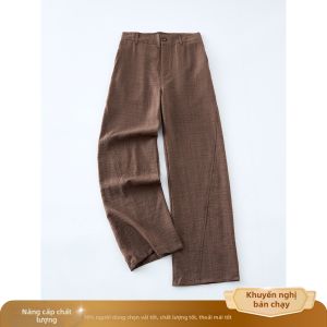 ZHUOCAN | Quần Dài Đơn Giản Thoáng Mát Hợp Thời Trang Phong Cách Flax Mùa Hè