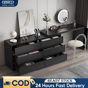 GOLD Dressing Table With Drawers Meja Solek Meja Makeup Chest Drawer Dresser Retractable Table Meja Solek With Drawer