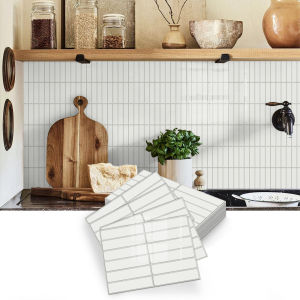 White Thick Self-Adhesive Tile Sticker High-Definition Waterproof Detachable 2D Flat Home Decoration Wall Tile (6.7x9 Inches)