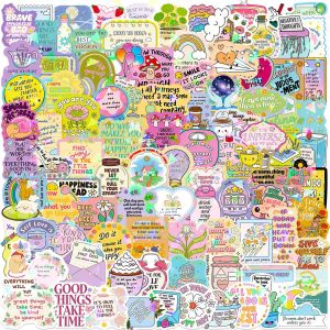 100PCS Colorful Edge Inspirational English Holographic Film Graffiti Stickers Decorative Guitar Notebook Luggage DIY Waterproof