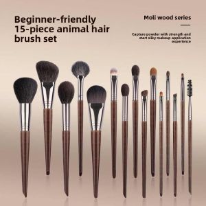 12pcs Animal Hair Makeup Brushes Large Medium Small Smudging Brush Nose Shadow Concealer Eyelid Brush Lip Brush Eyebrow Brush