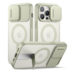 XINGXINGZHE | Semi-transparent Matte Phone Case With Stand Lens Protection MagSafe Compatible Ultra-thin