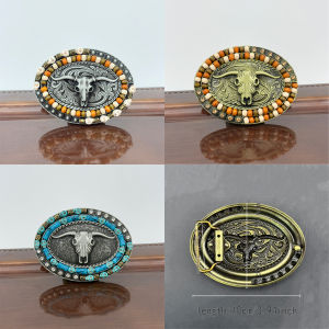 Vintage Western Cowboy Style Bull Pattern Leather Belt Buckle - Zinc Alloy Smooth High-Quality Metal Relief Design