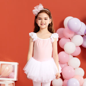 Girls Ballet Dance Skirt Summer Strap Practice Suit Short Sleeve Dancing Clothes Childrens Dance Costume Cotton Material