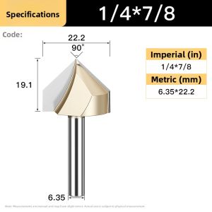 HUHAO | Slotting And Edge Shaping Woodworking Milling Cutter V-Shape 90 Degree Round Base