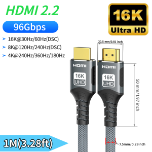 4K 144Hz HDMI 2.2 Cable Ultra High Speed 48Gbps EARC HDR10+ HDCP 2.3 for HDMI2.1 PS5 Xbox Series X/S Roku TV