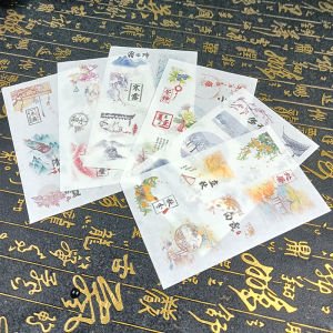 Watercolor Bamboo Girl Heart Stickers DIY Decorative Waterproof Diary Album Journaling Tools Semi-Transparent Vintage Style
