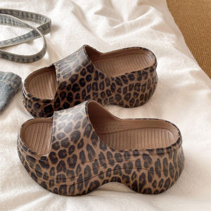 XMAW | Slip-resistant Height-increasing Leopard Print EVA Thick-soled Slippers