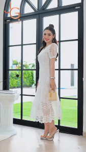 Milada Dress 295฿ ชุดเดรสลูกไม้ ใส่ออกงาน งานบุญงานบวช ดีไซน์สวย เริ่ดหรู พร้อมส่ง มีไซส์ S M L XL