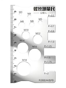 Bolt Thread Checker Measurement Tool for Screw Anti-Slip Portable Measuring Gauge Tool for Nut Bolt Bit Thread Industry Crafting